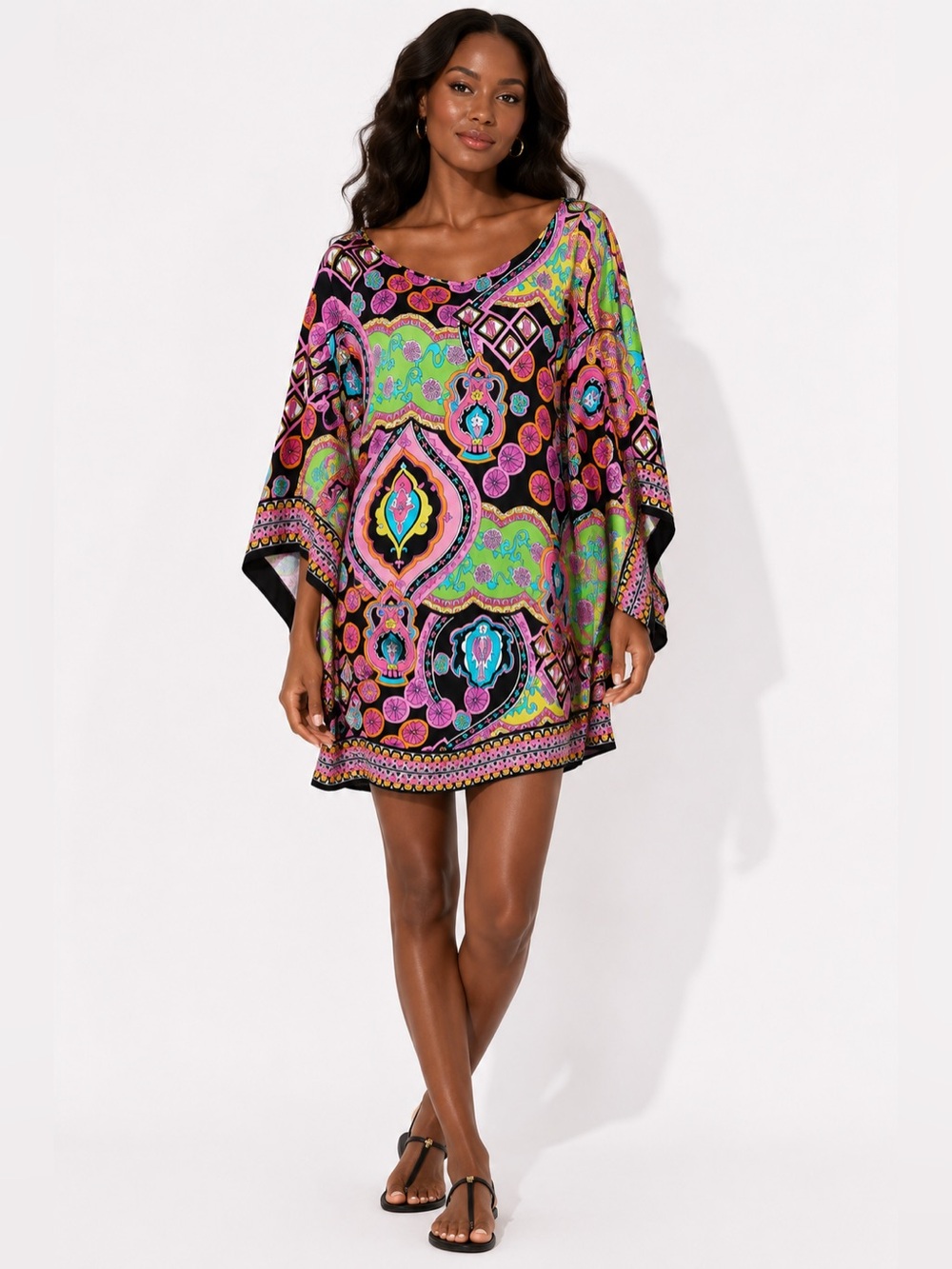Trina Turk Psychedelic Print Tunic Dress Cover-Up Large